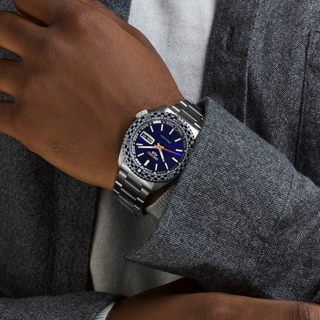 Seiko 5 Sports Men's Petrol Blue Checker Flag Special Edition