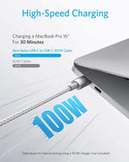 Anker <b>523</b> Charger (Nano 3, 47W) and New Nylon USB-C to USB-C 100W Cable (10 ft)