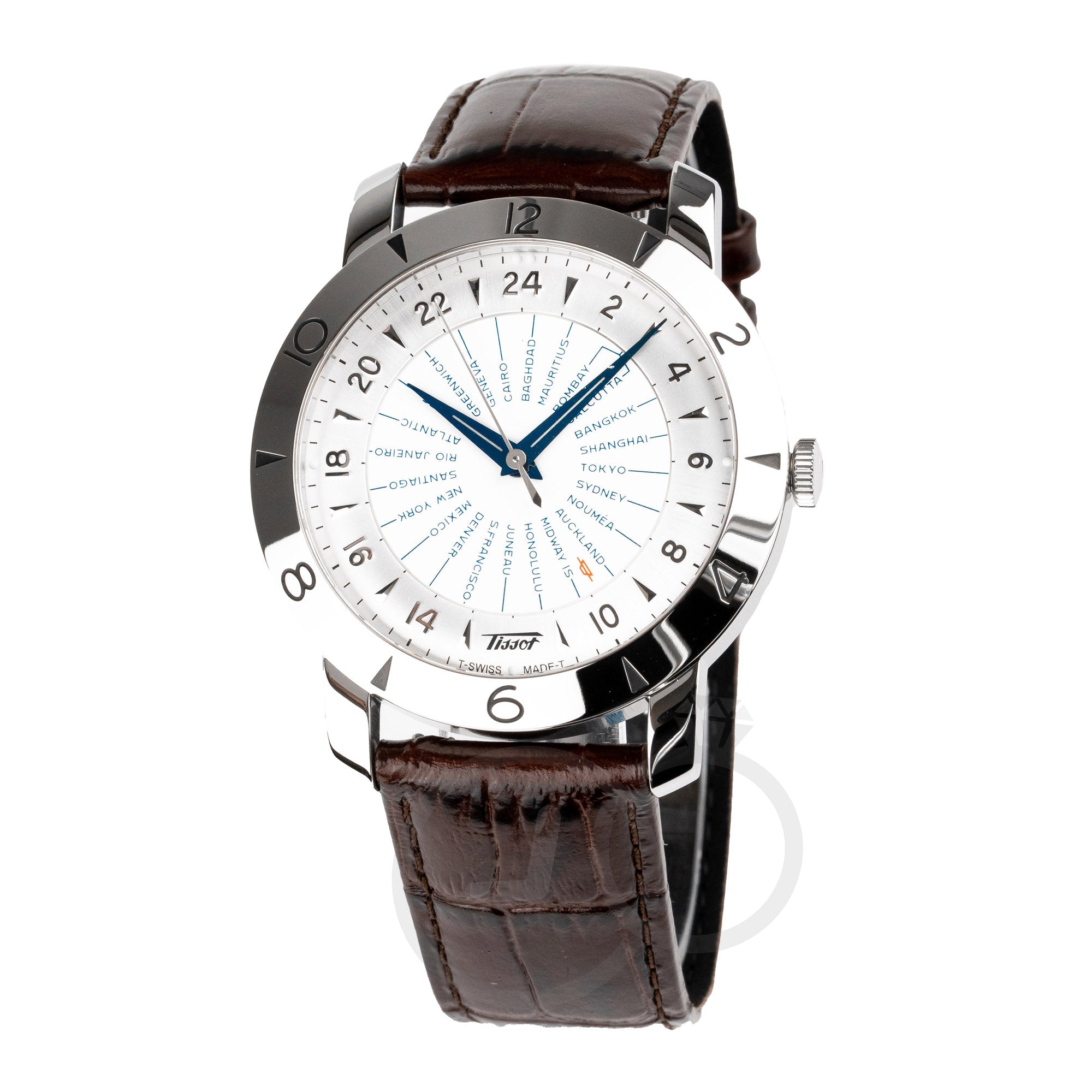 Tissot Men's Automatic GMT COSC Watch 43mm Heritage Navigator Brown Silver