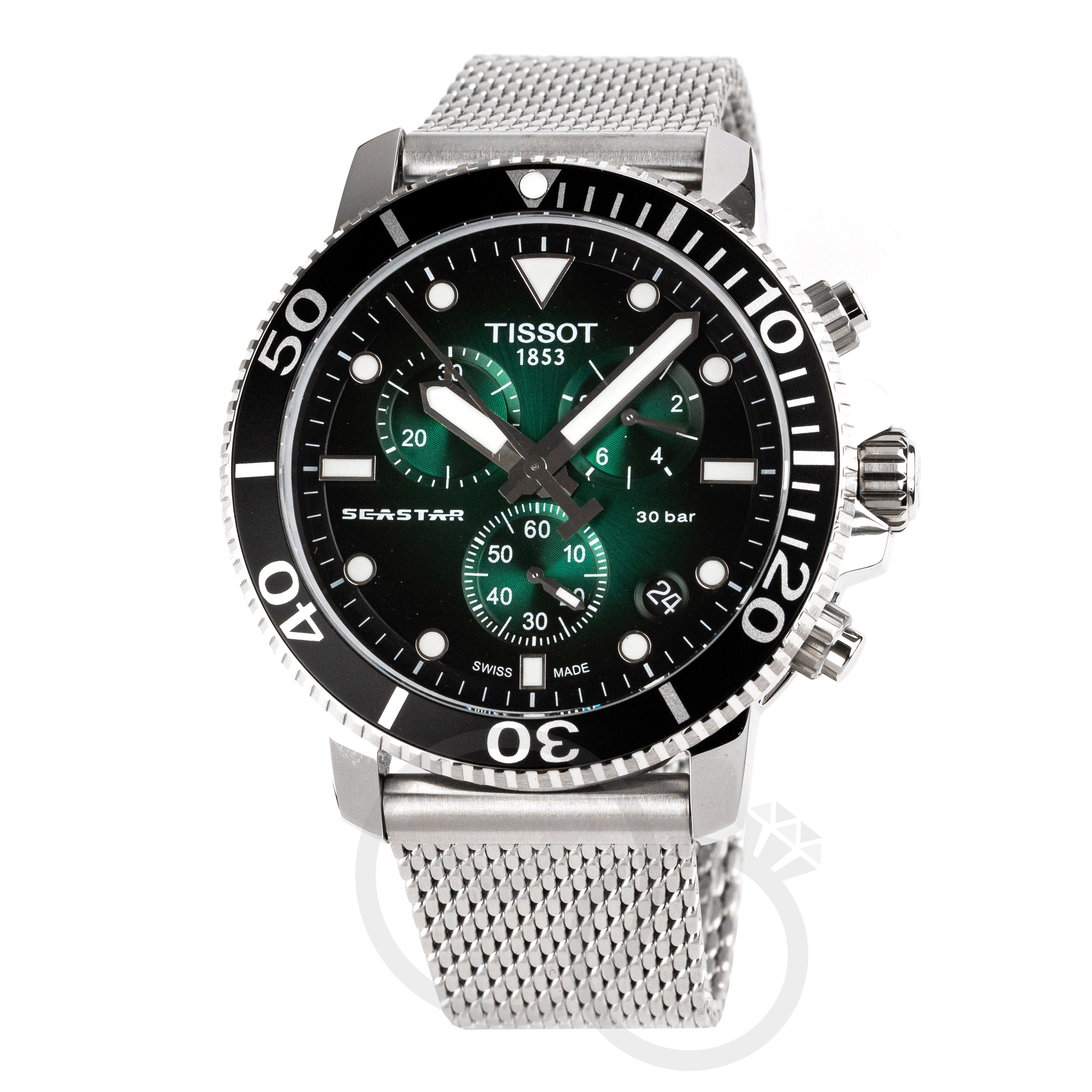 Tissot Chronograph Watch SEASTAR 1000 Green Mesh