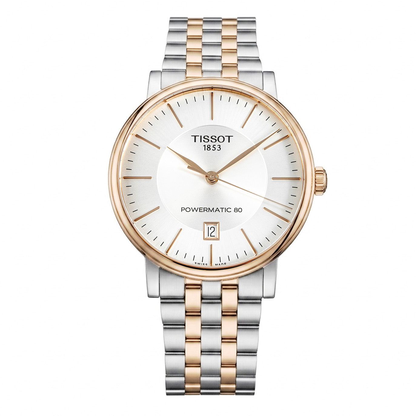 Tissot Men's Automatic Watch 40mm Carson Premium Powermatic 80 Rose Gold Two-Tone