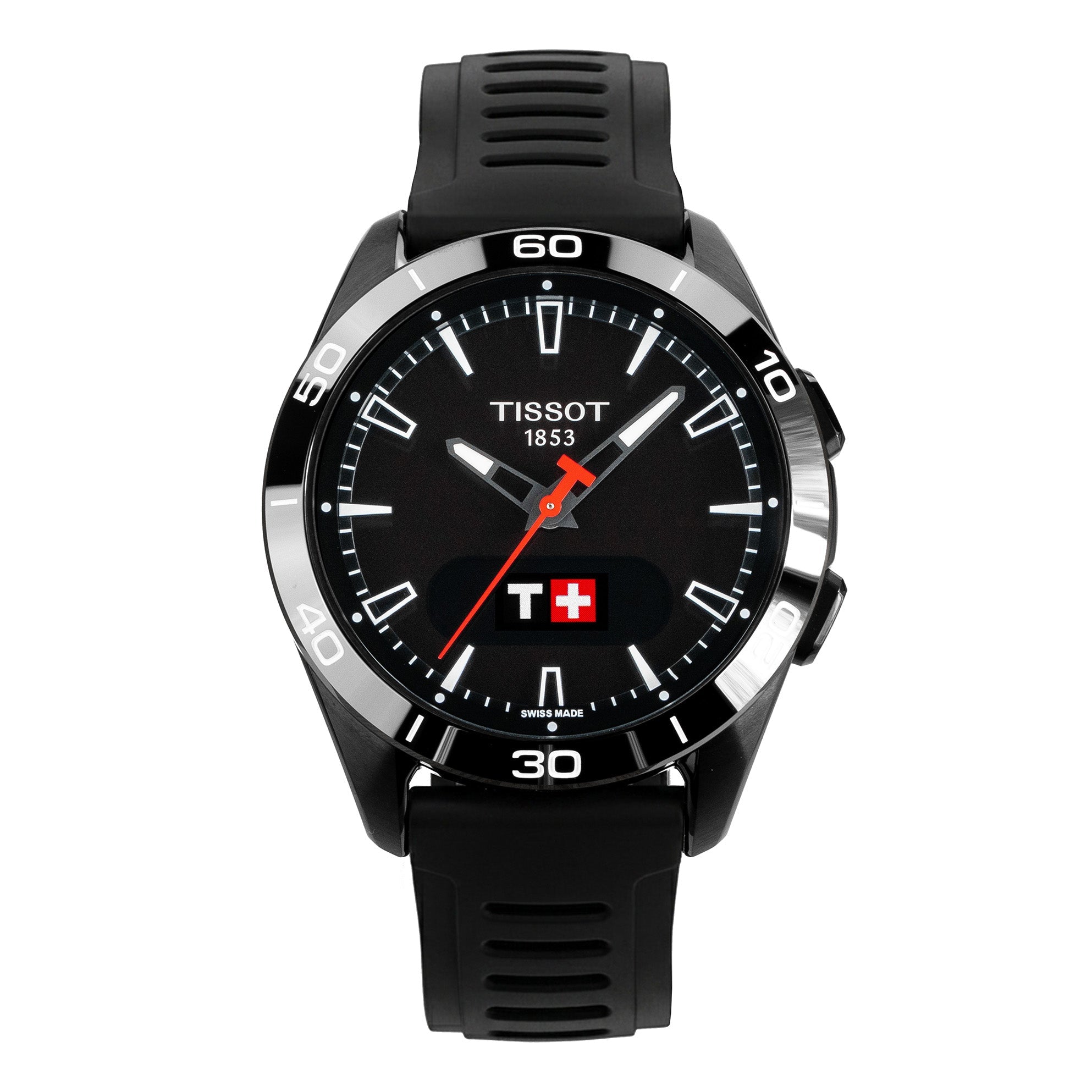 Tissot Men's Solar Smartwatch 44mm T-Touch Connect Sport Black Rubber