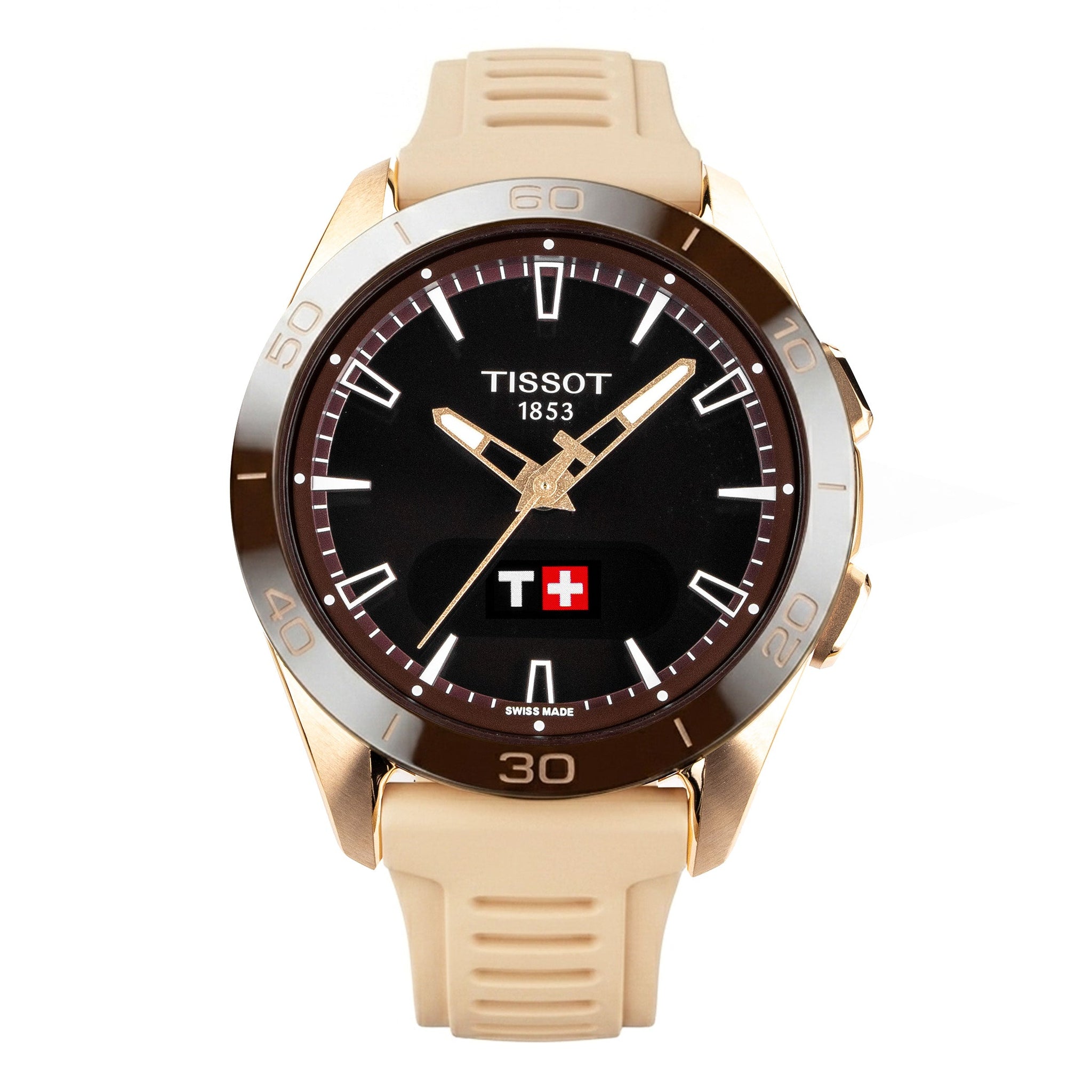 Tissot Unisex Solar Smartwatch 44mm T-Touch Connect Sport Rose Gold