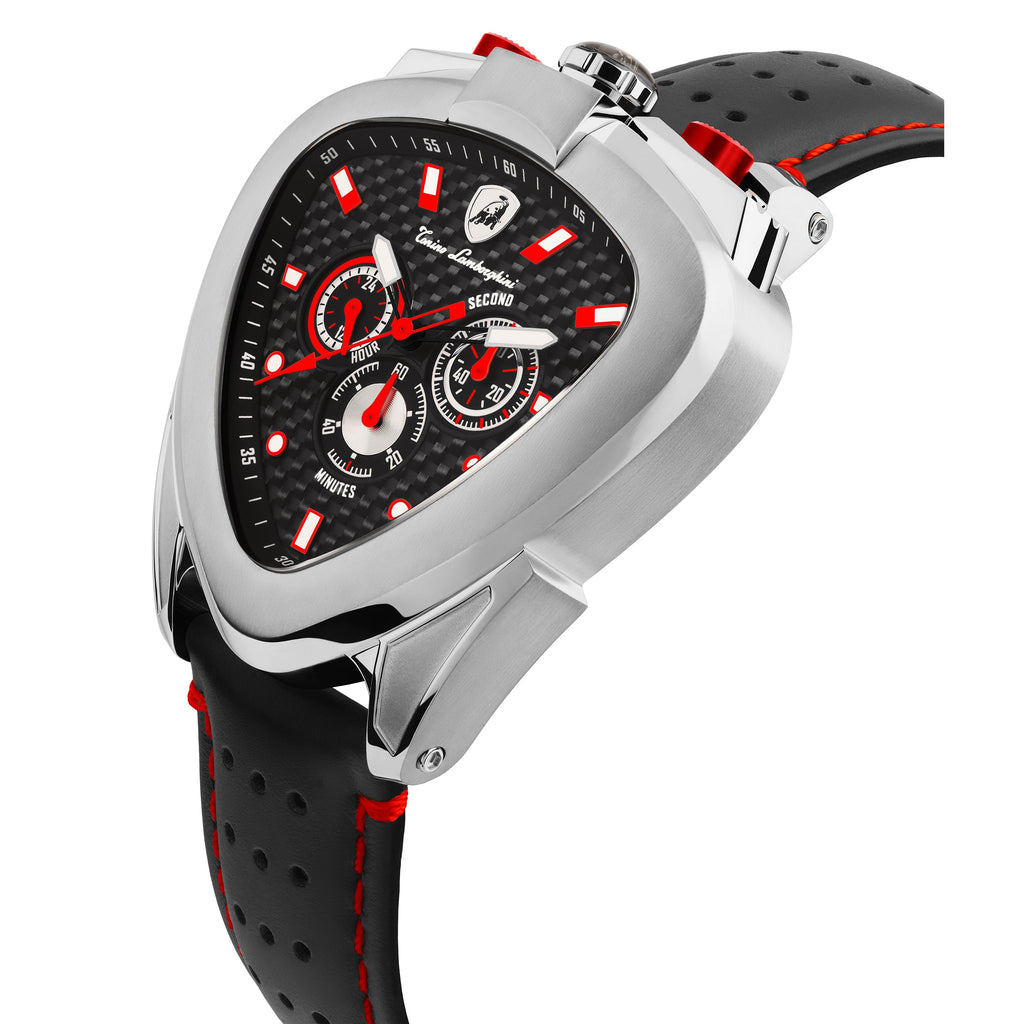 Tonino Lamborghini Spyder 12 H Men's Black Silver Chronograph Watch
