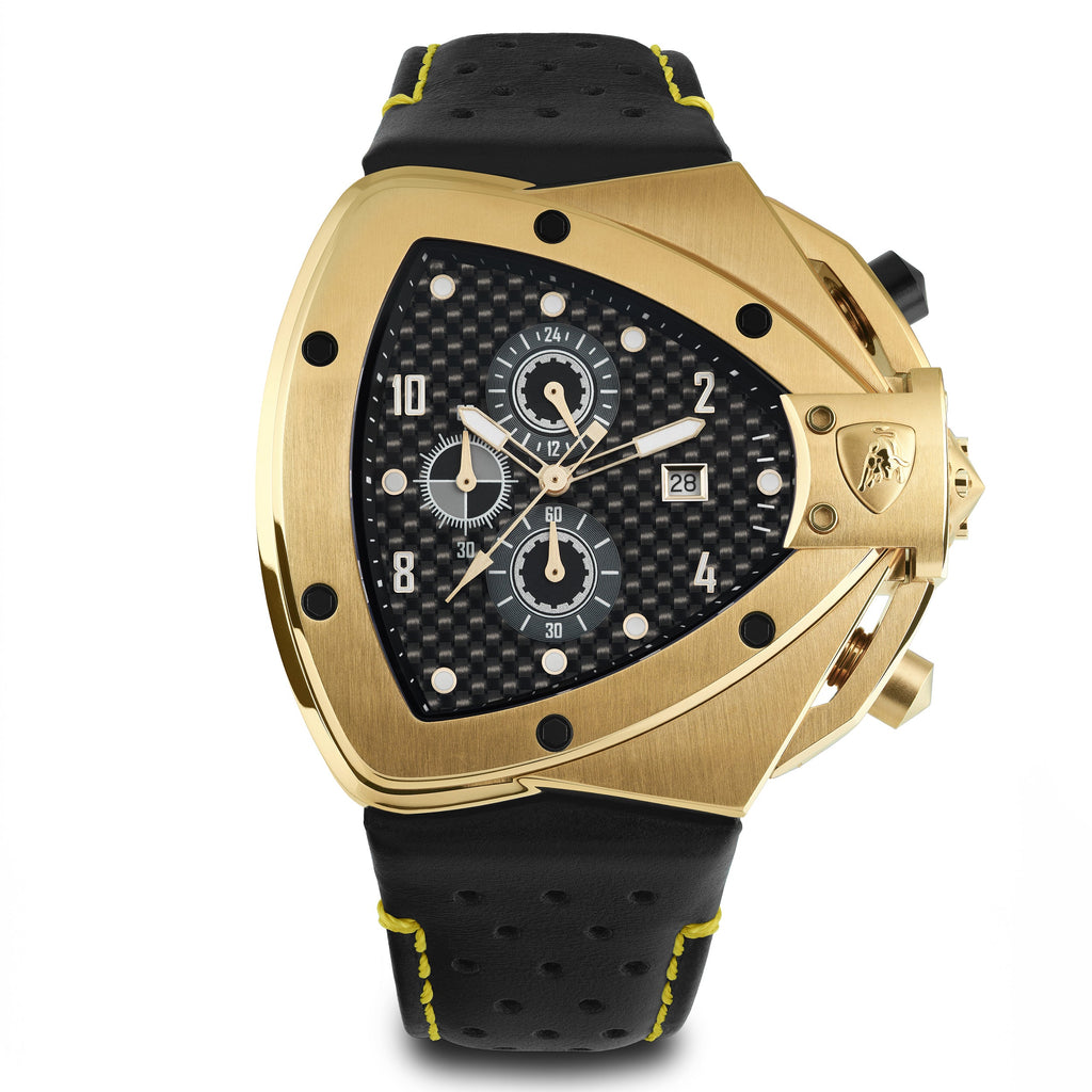 Tonino Lamborghini Spyder Horizontal Men's Black Gold Chronograph Watch