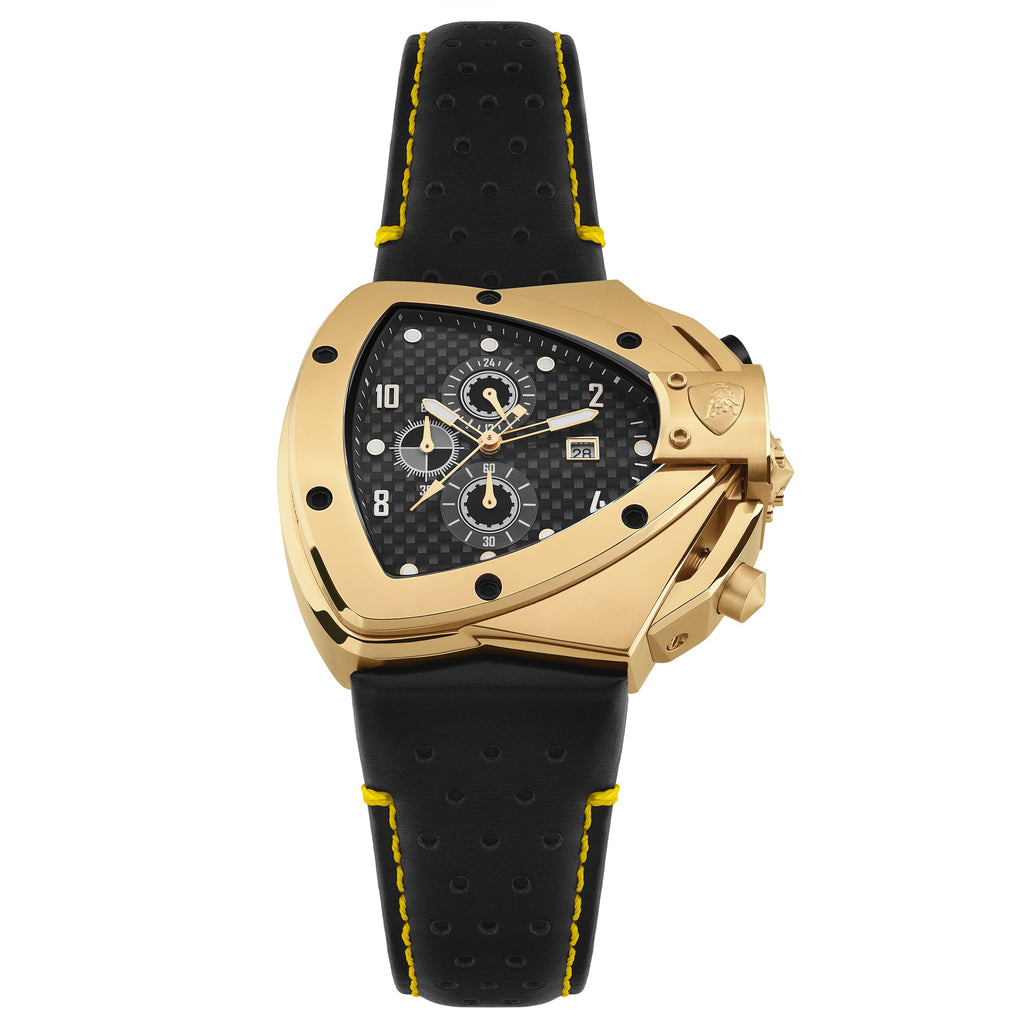 Tonino Lamborghini Spyder Horizontal Men's Black Gold Chronograph Watch