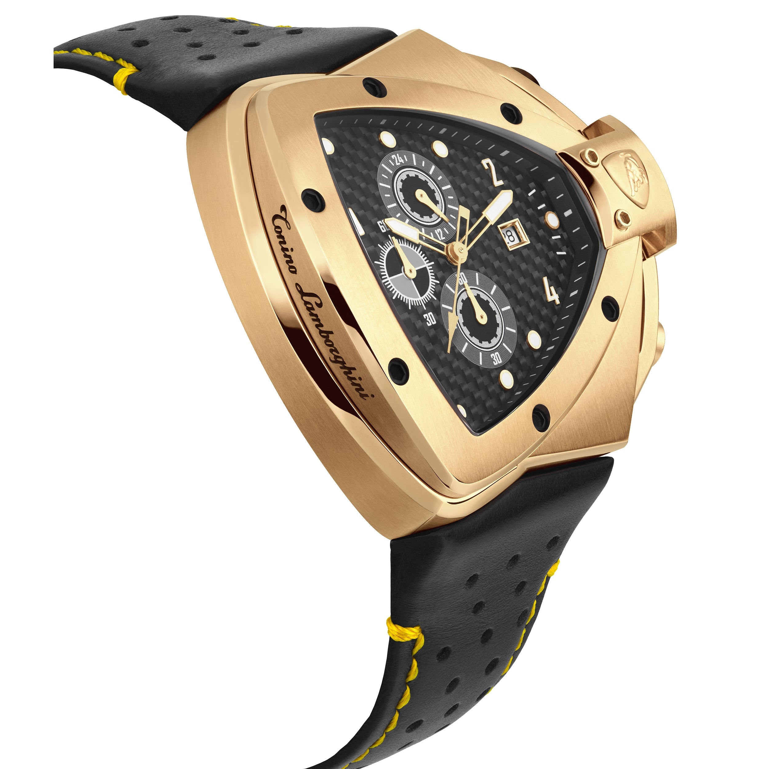 Tonino Lamborghini Spyder Horizontal Men's Black Gold Chronograph Watch