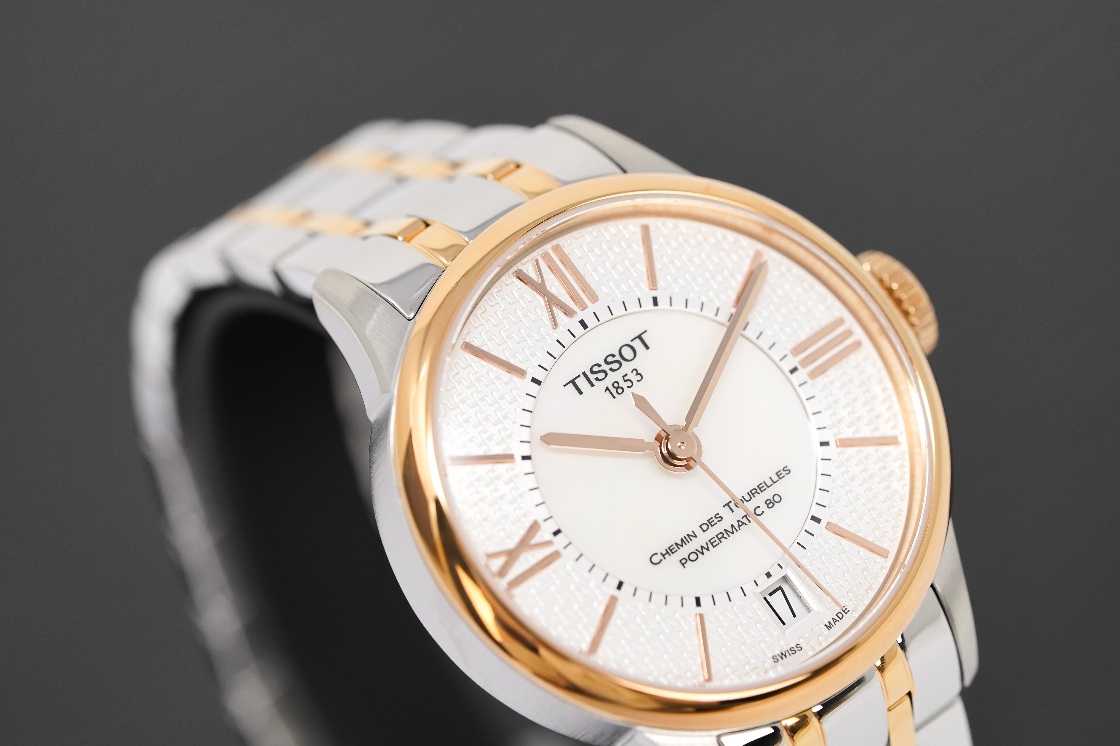 Tissot Women's Automatic Watch 32mm Chemin des Tourelles Powermatic 80 White Rose Gold