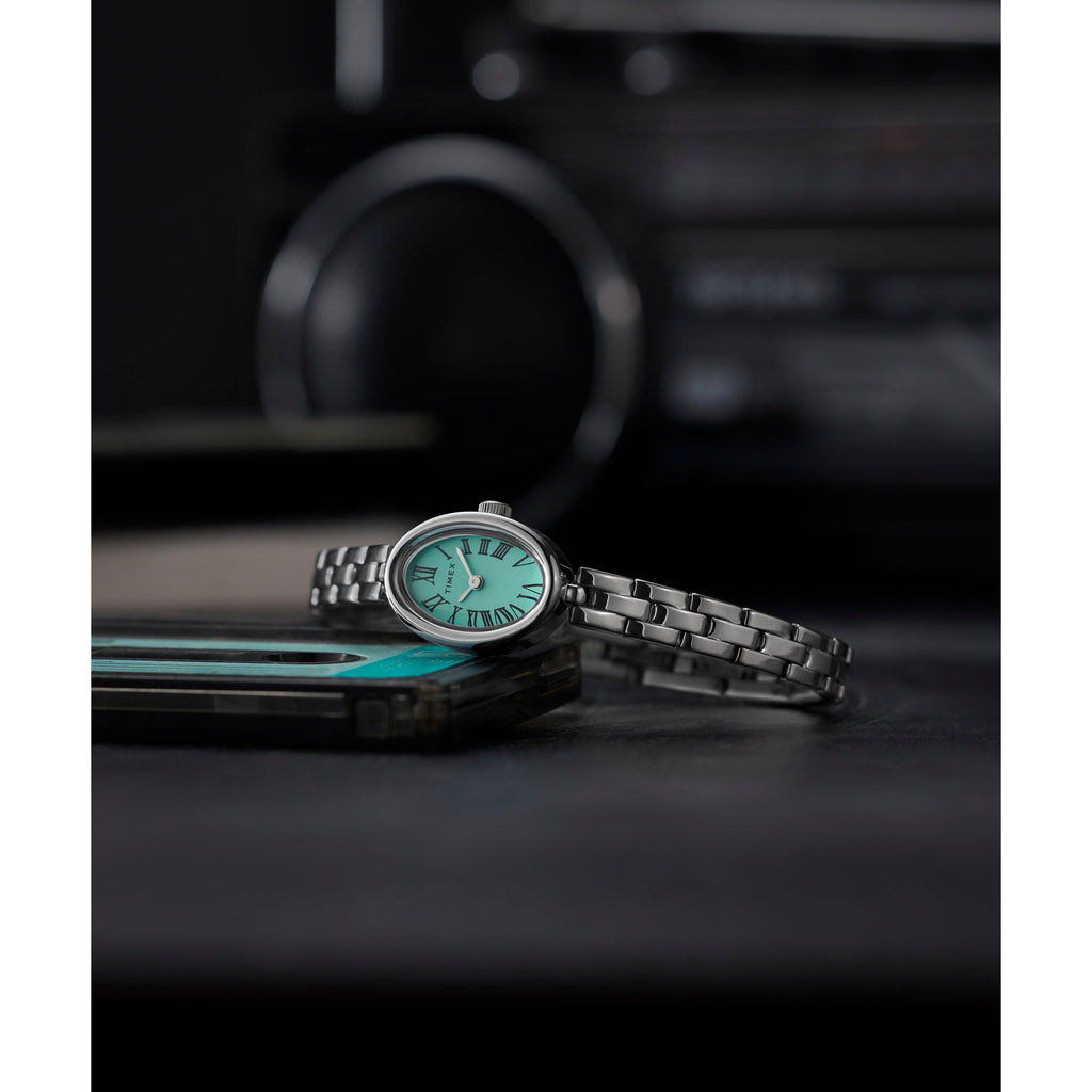 Cavatina Silver-tone Case and Bracelet with Aquamarine Dial