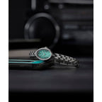 Cavatina Silver-tone Case and Bracelet with Aquamarine Dial