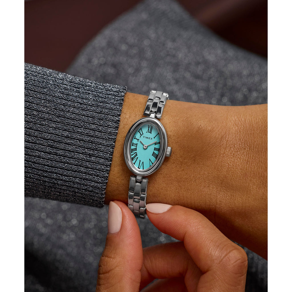 Cavatina Silver-tone Case and Bracelet with Aquamarine Dial