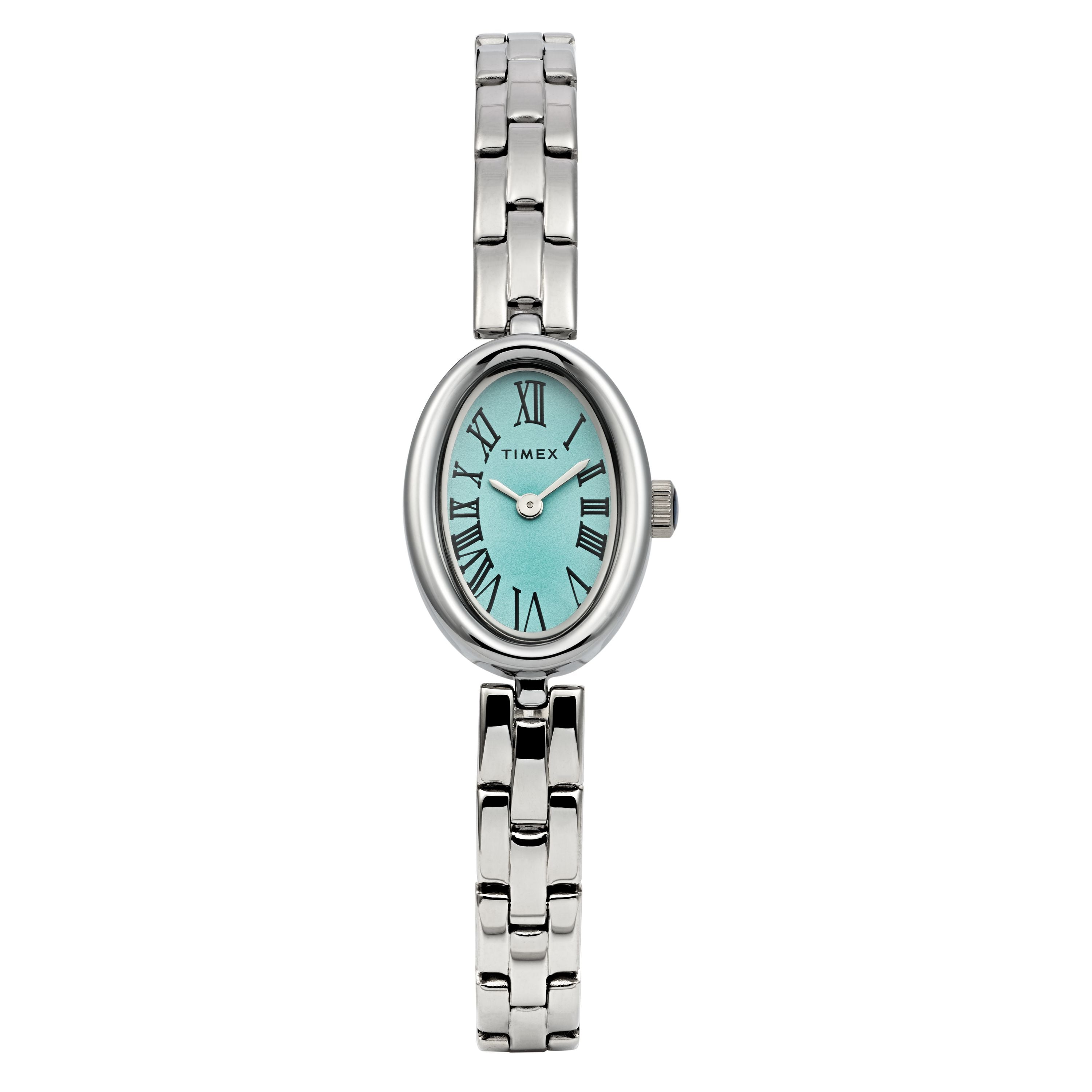 Cavatina Silver-tone Case and Bracelet with Aquamarine Dial