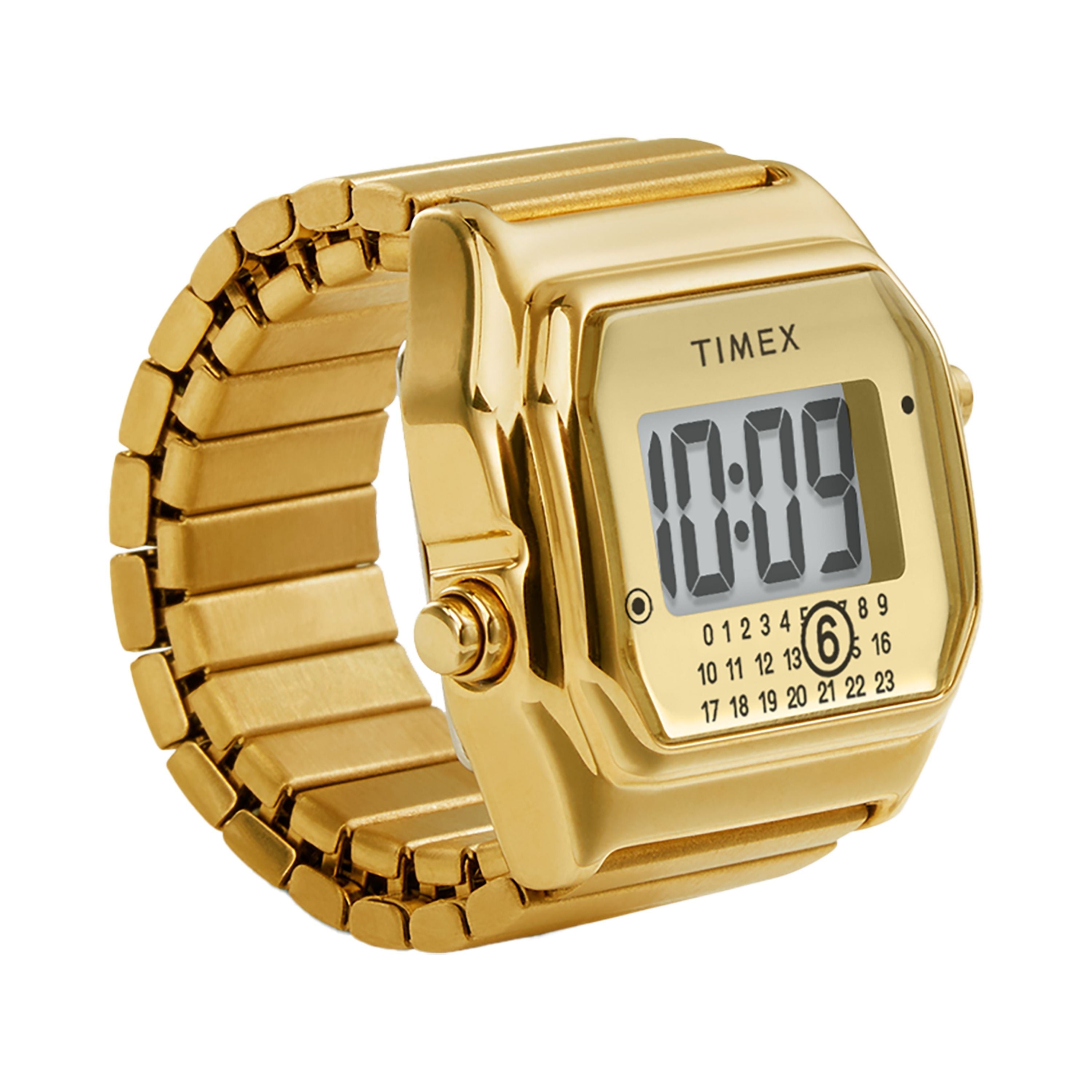 MM6 Gold Tone Digital Ring Watch S/M