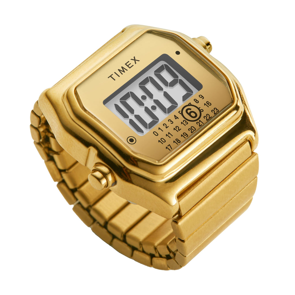 MM6 Gold Tone Digital Ring Watch S/M