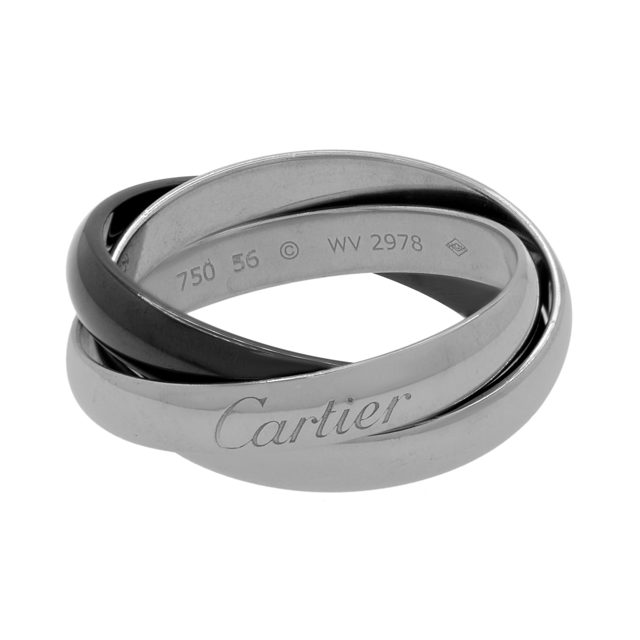 Cartier Trinity Ring aus 18K Weißgold und Keramik