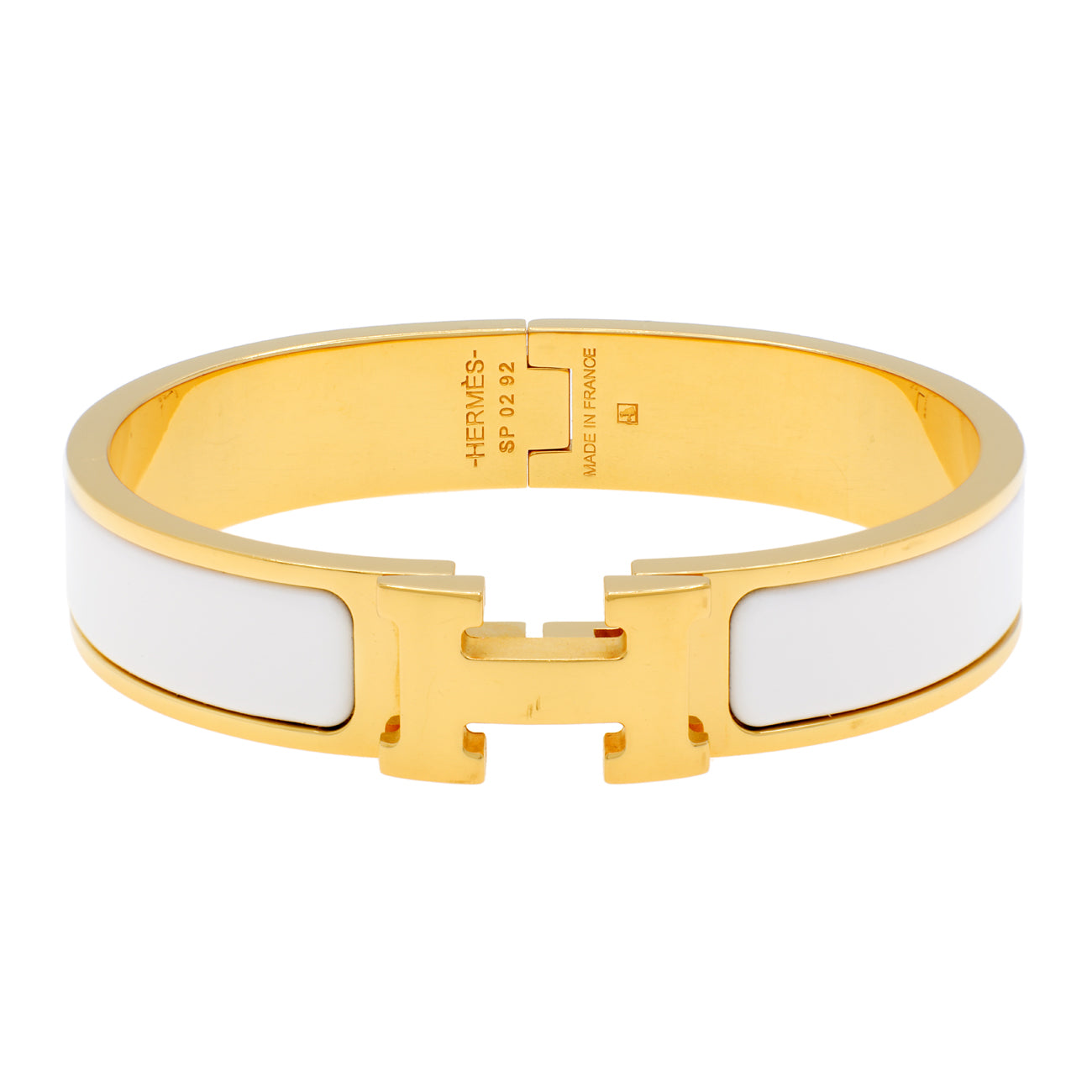 Hermes weißes Emaille Clic H Armband
