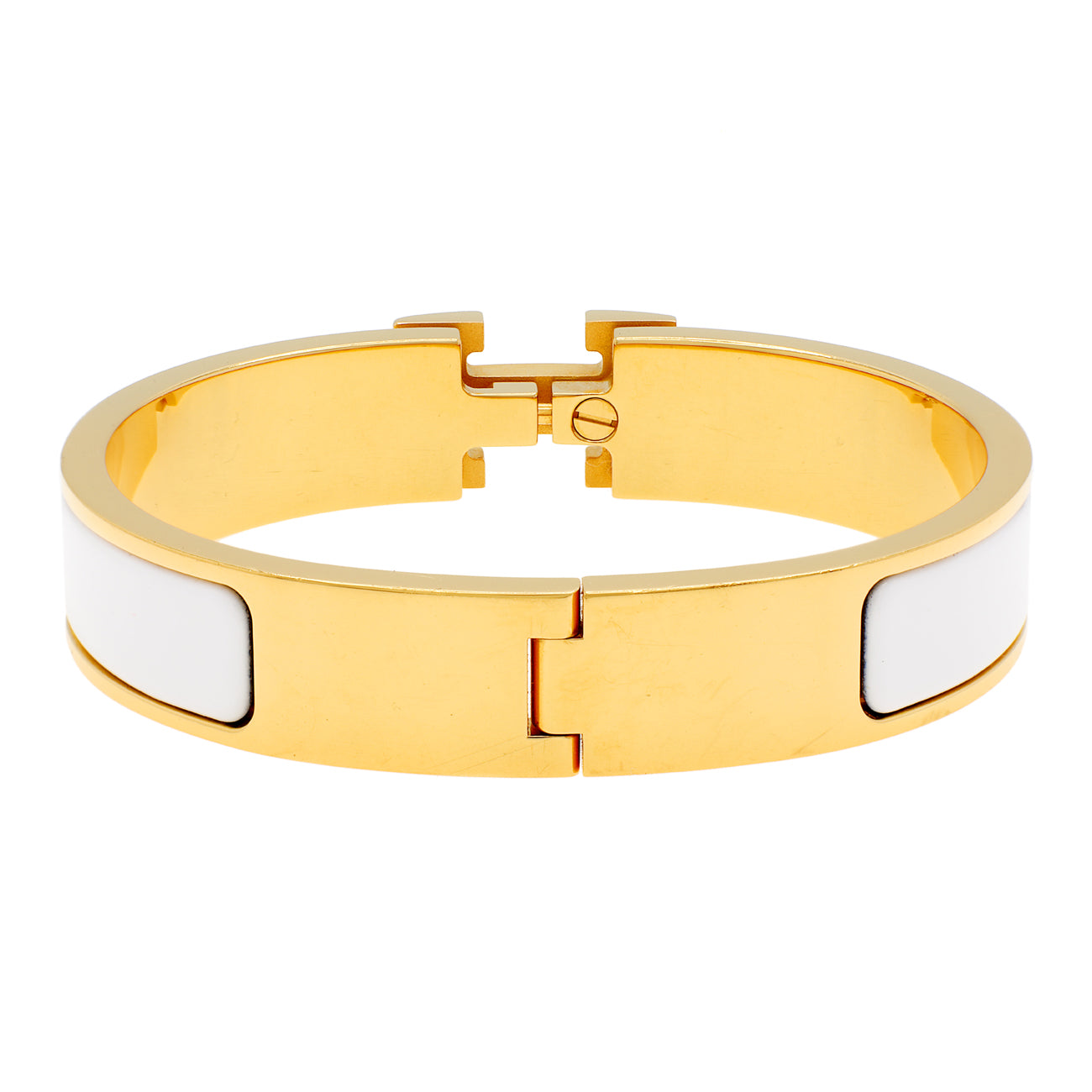 Hermes weißes Emaille Clic H Armband