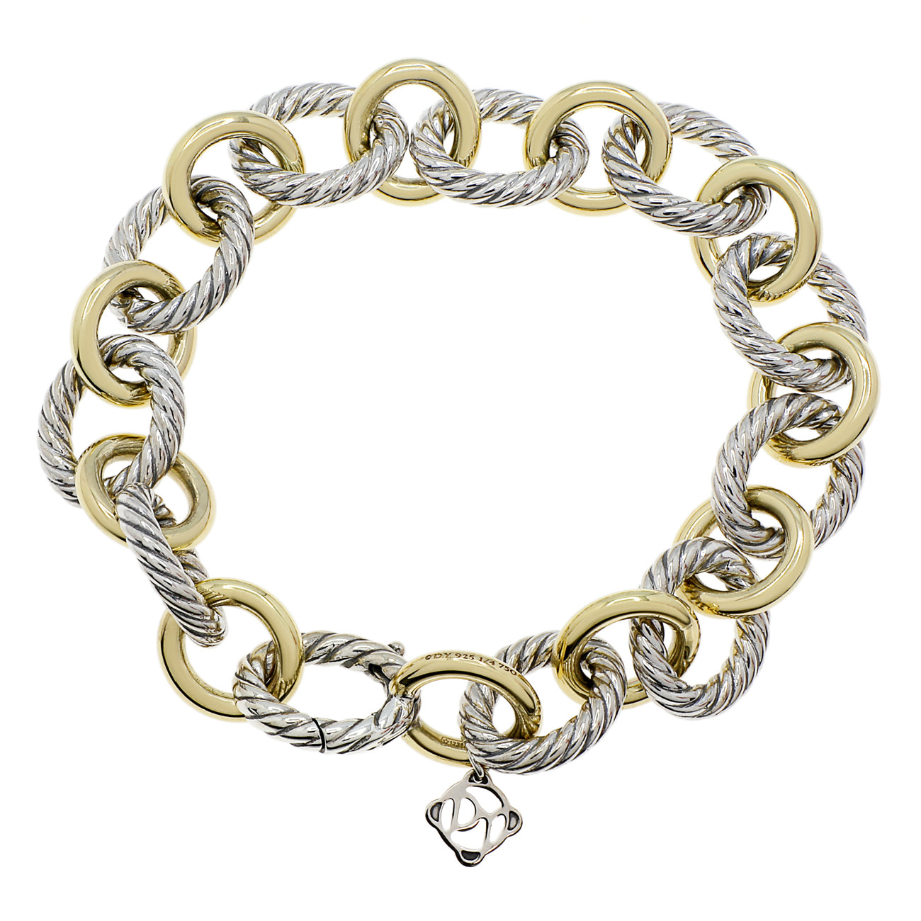 David Yurman Armband Sterling Silber 18K Gelbgold 12mm Ovalglieder