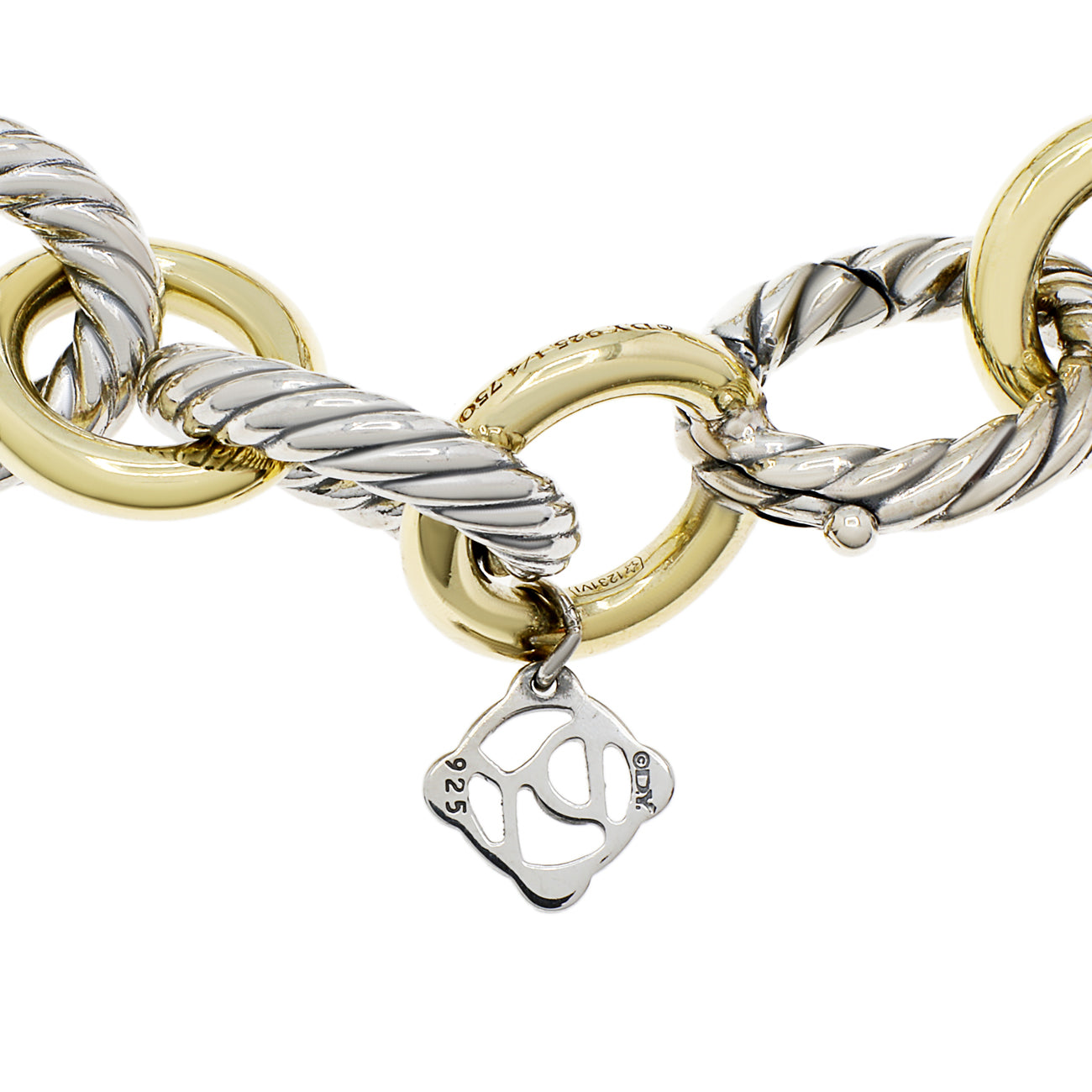 David Yurman Armband Sterling Silber 18K Gelbgold 12mm Ovalglieder