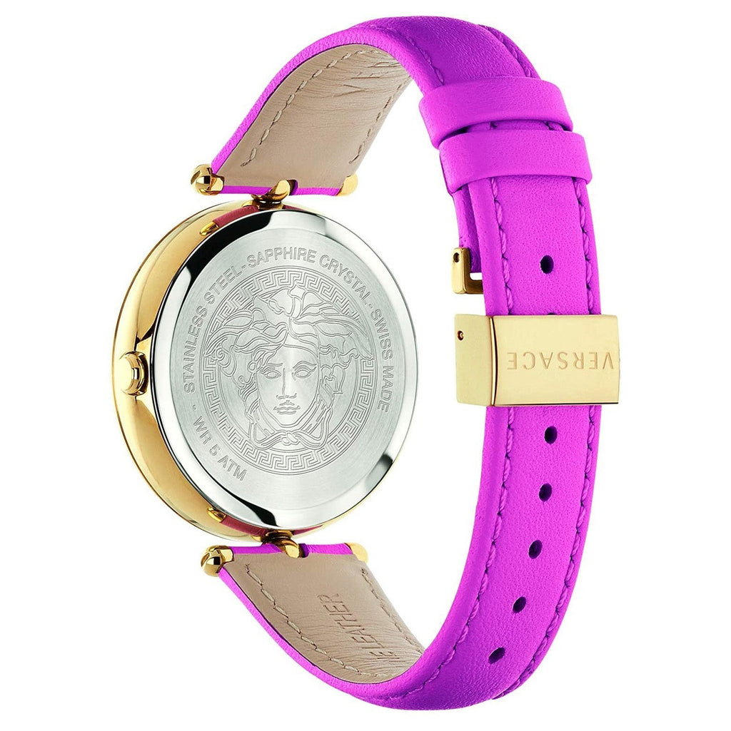 Versace Palazzo Ladies' Green Pink Leather Quartz Watch