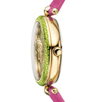 Versace Palazzo Ladies' Green Pink Leather Quartz Watch