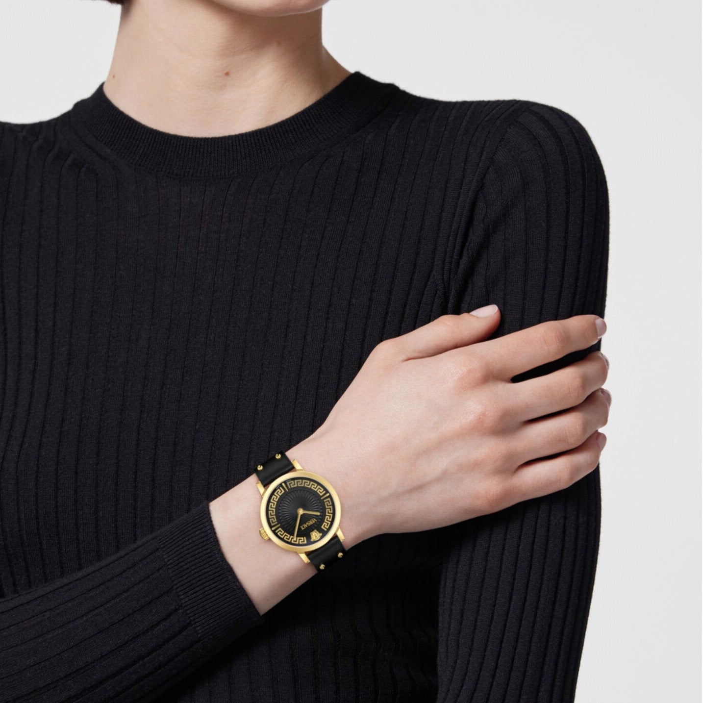 Versace Greca Fortuna 35mm Black Gold Ladies’ Dress Watch