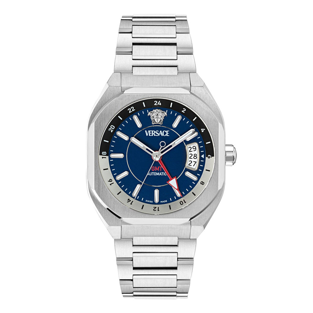 Versace V-Contempo GMT 40mm Blue Silver Men’s GMT Watch