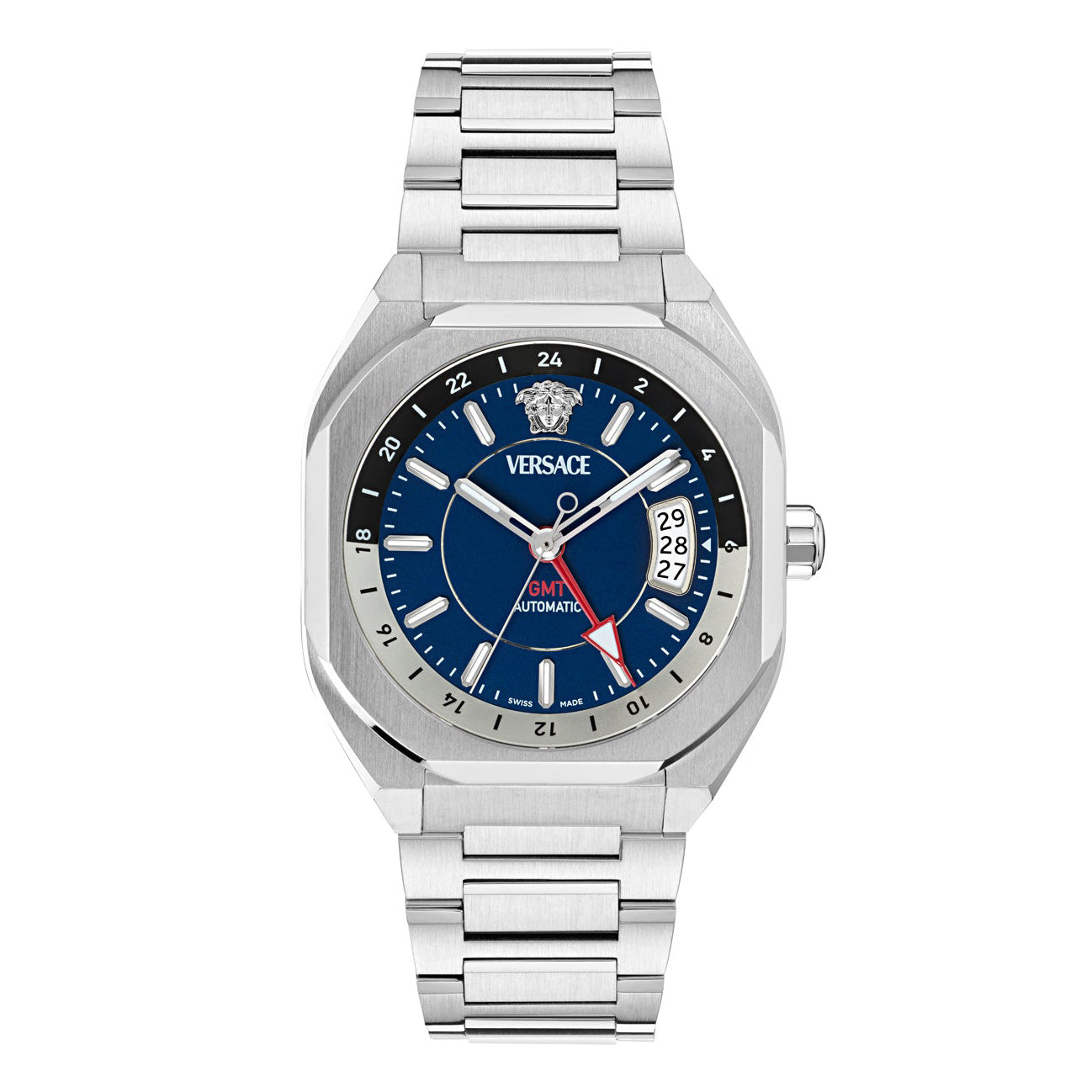 Versace V-Contempo GMT 40mm Blue Silver Men’s GMT Watch