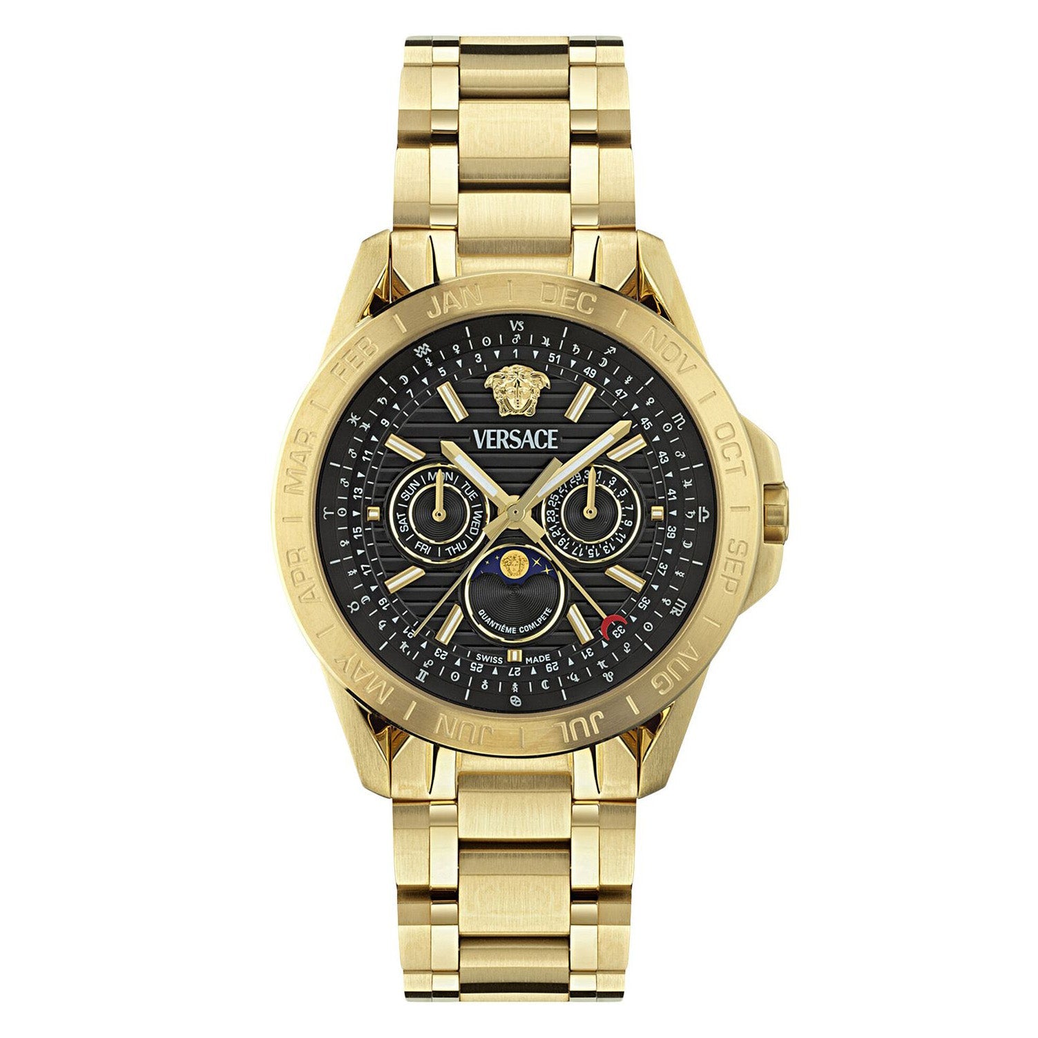 Versace V-Galaxy Moonphase 43mm Classic Black Gold Men’s Watch