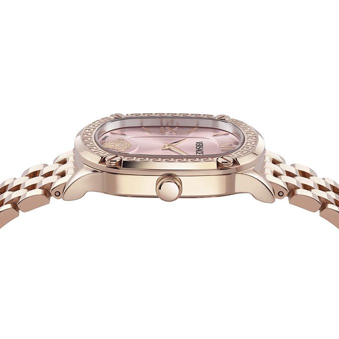 Versace Greca Sphere Ladies Watch 29mm Pink Dial Rose Gold