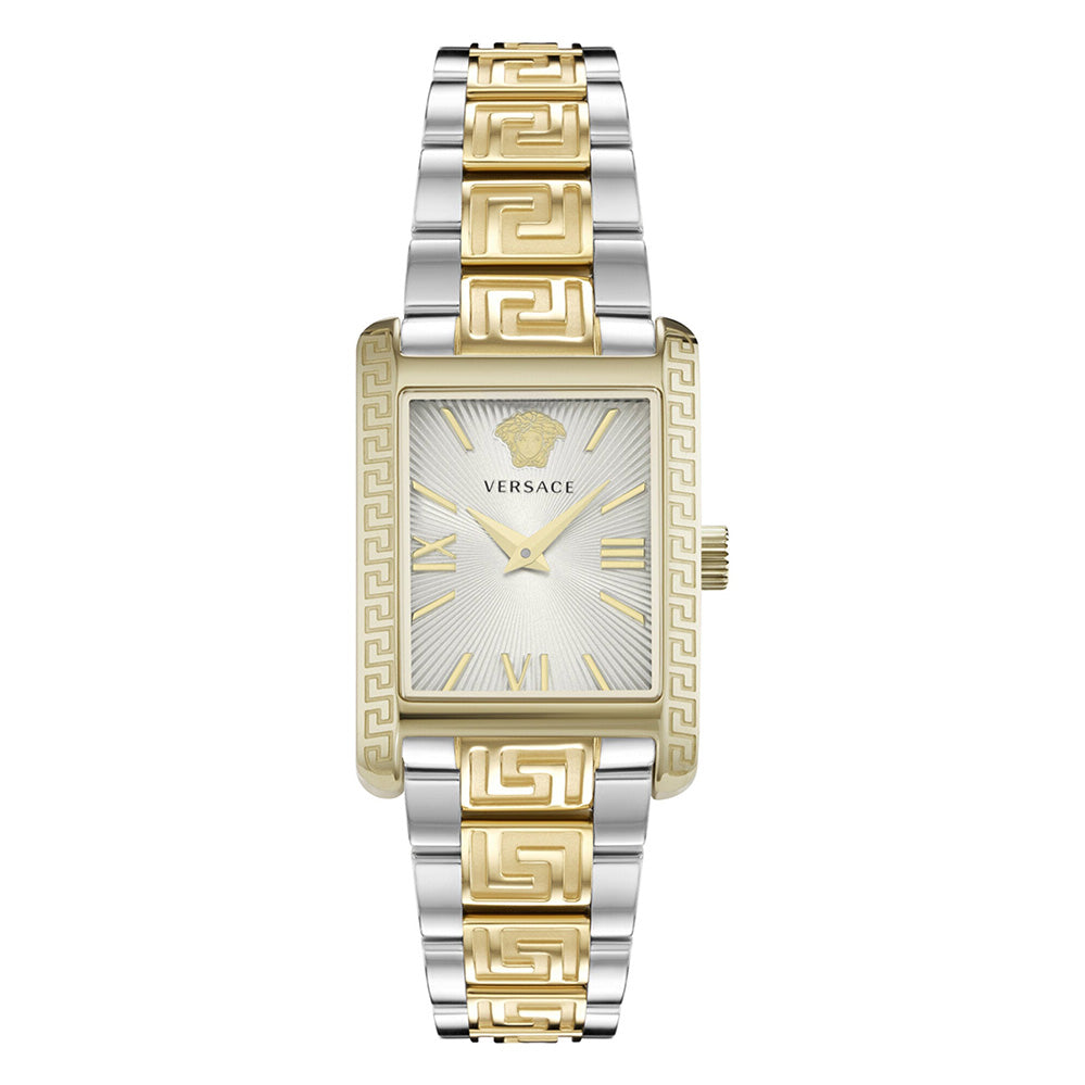 Versace Greca Tonneau 23x33mm Silver Two-Tone Ladies’ Dress Watch