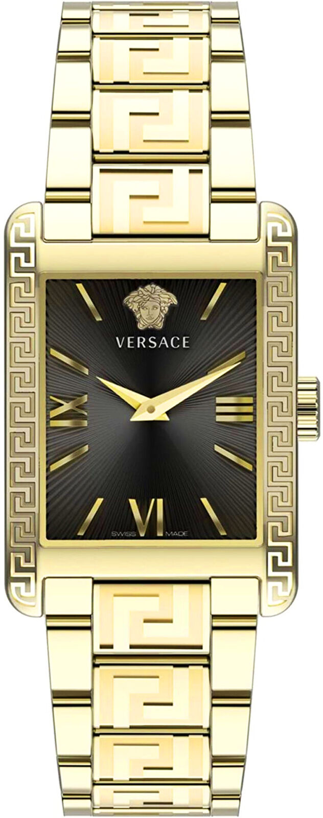 Versace Ladies Watch Tonneau 33mm Black Gold Bracelet