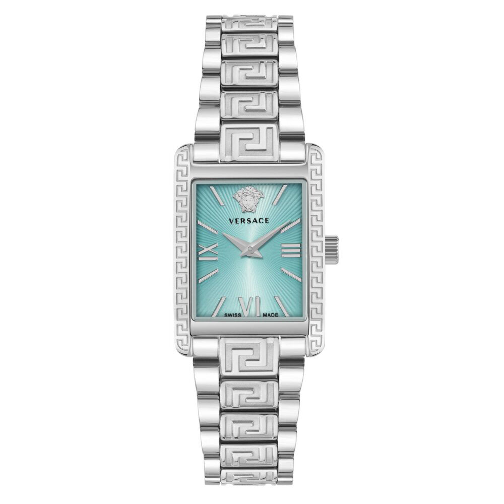 Versace Greca Tonneau 23x33mm Turquoise Silver Ladies’ Dress Watch