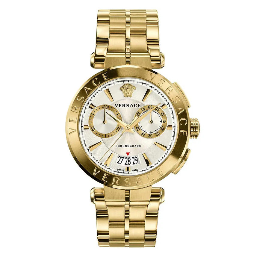 Versace Men's Watch Aion Chronograph 45mm Gold White