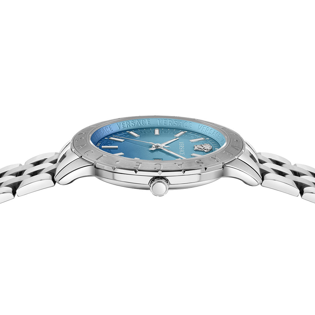 Versace Univers Men's Watch 43mm Blue Dial Stainless Steel Bracelet