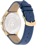 Versace Ladies Watch Logo Halo Blue Gold
