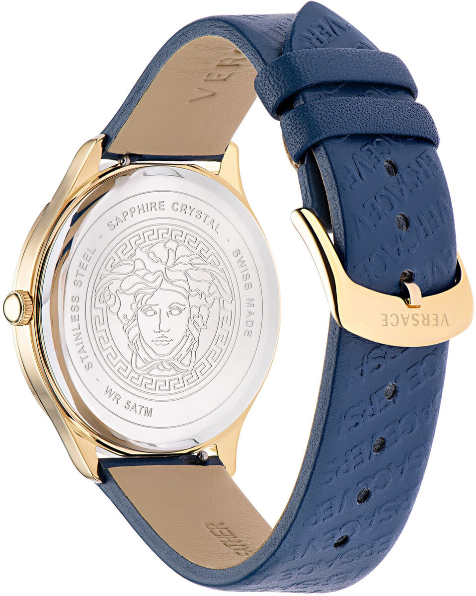 Versace Ladies Watch Logo Halo Blue Gold