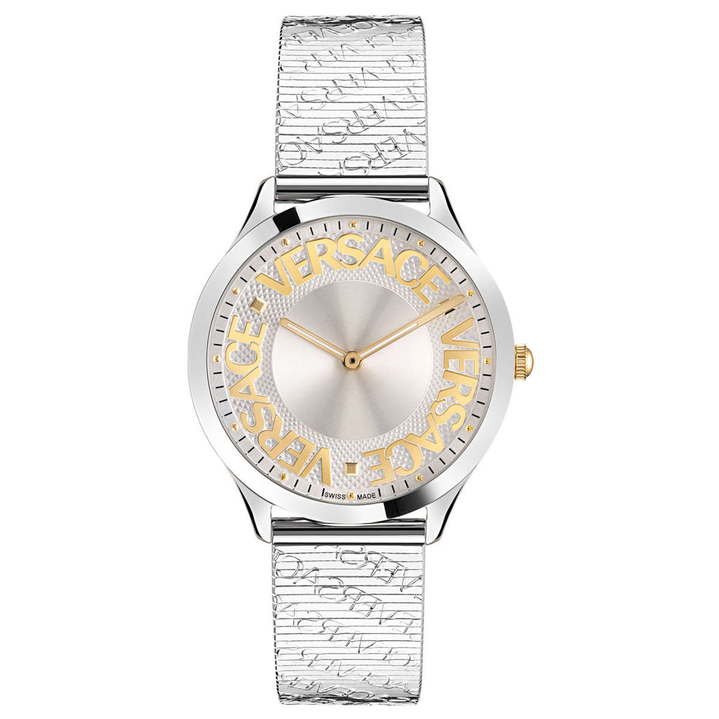 Versace Ladies Watch Logo Halo Silver Milanese Bracelet