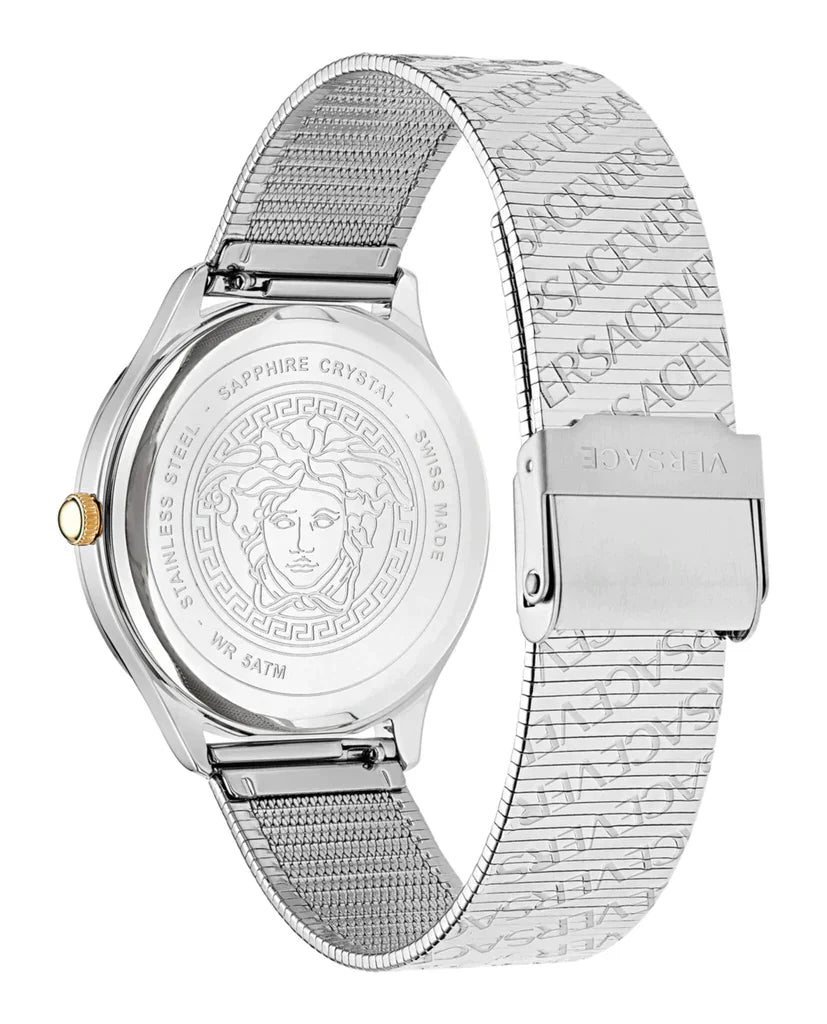 Versace Ladies Watch Logo Halo Silver Milanese Bracelet