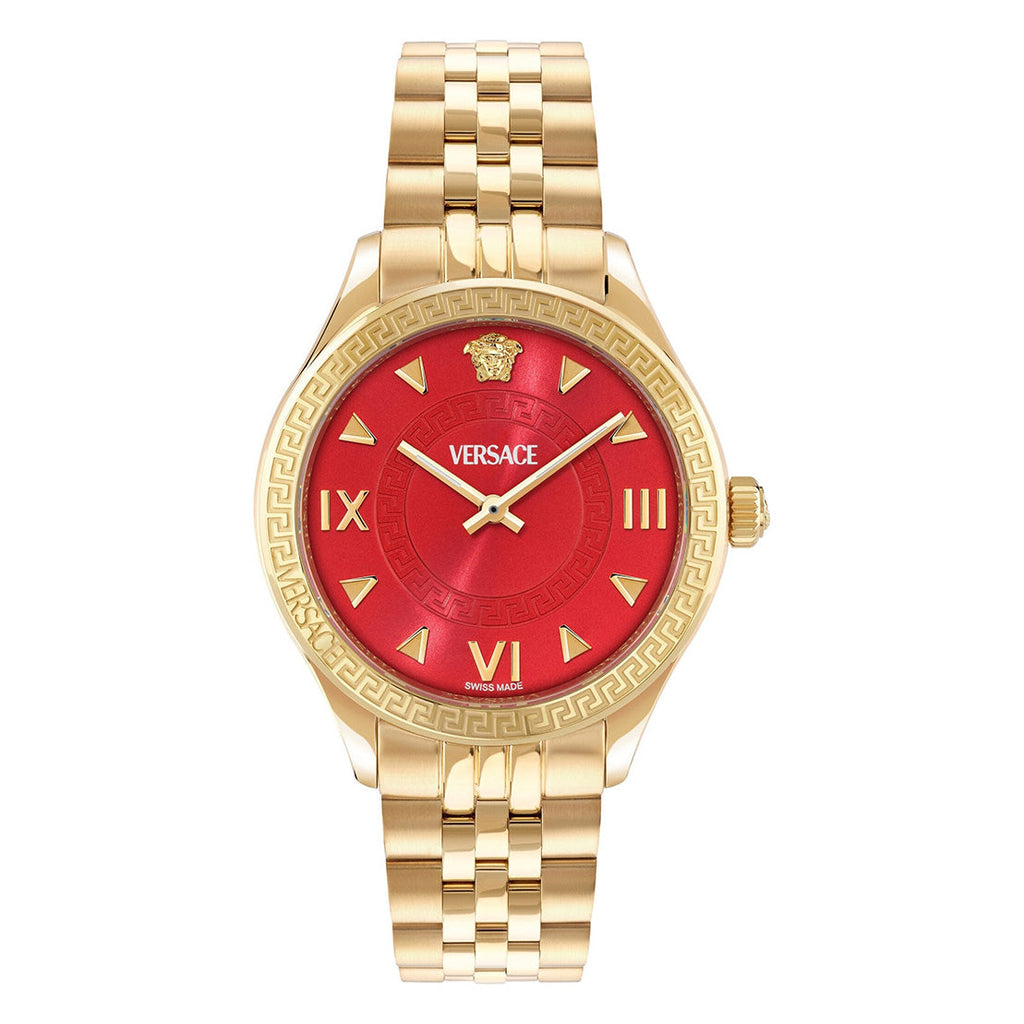 Versace Hellenyium Ladies Watch 35mm Red Dial Gold