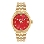 Versace Hellenyium Ladies Watch 35mm Red Dial Gold