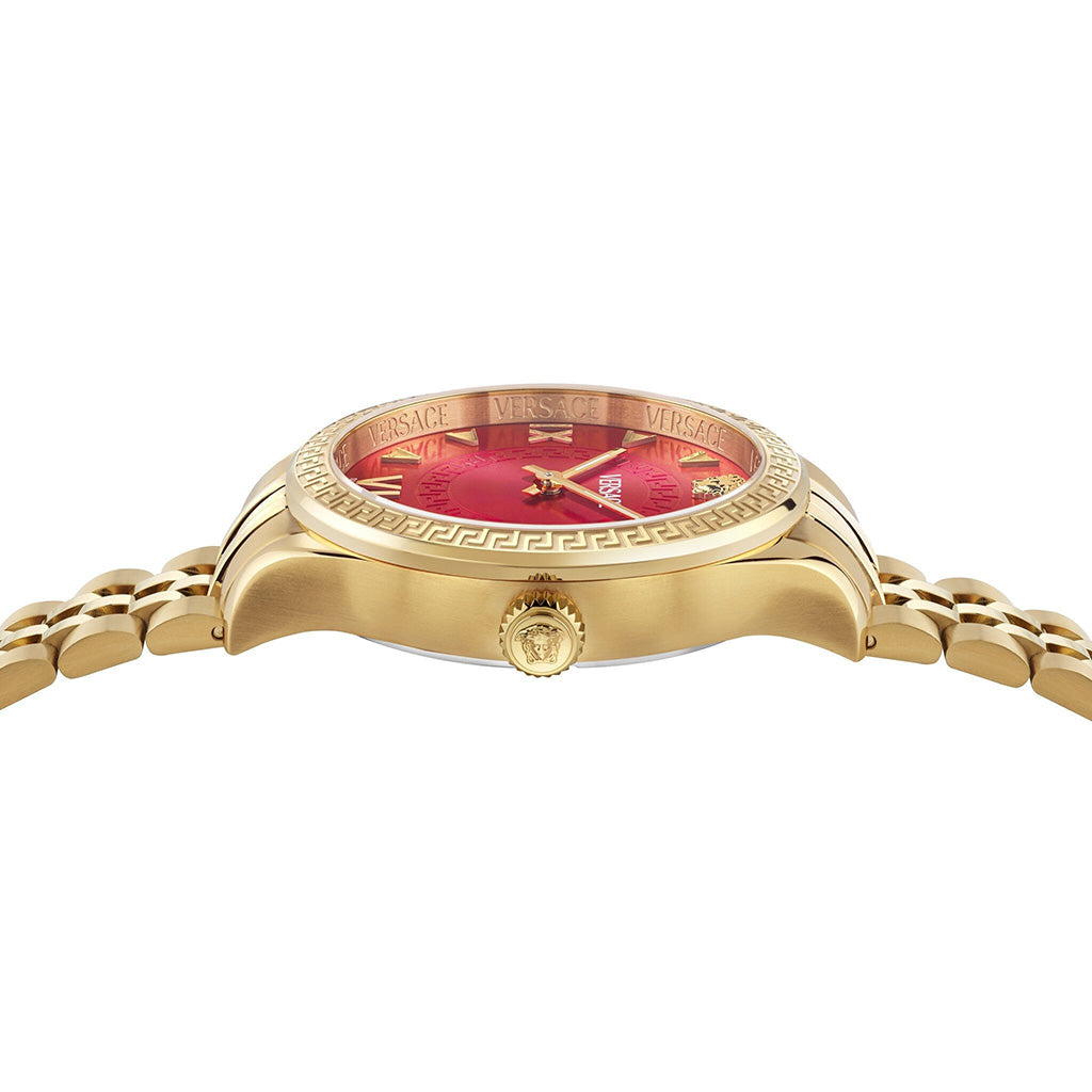Versace Hellenyium Lady 35mm Red Dial Gold Ladies' Watch
