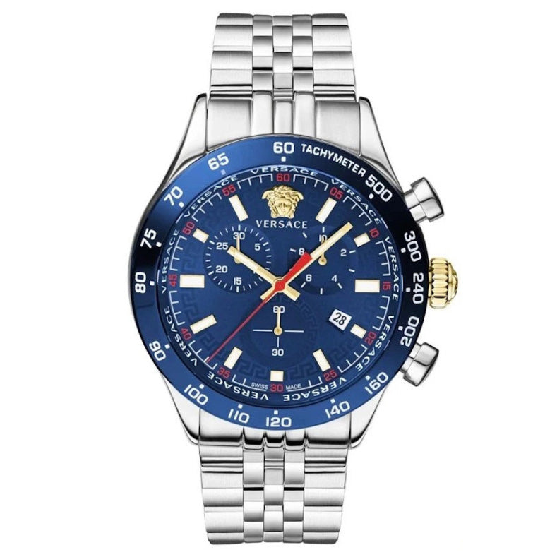 Versace Hellenyium Chronograph Men's Blue Silver Watch