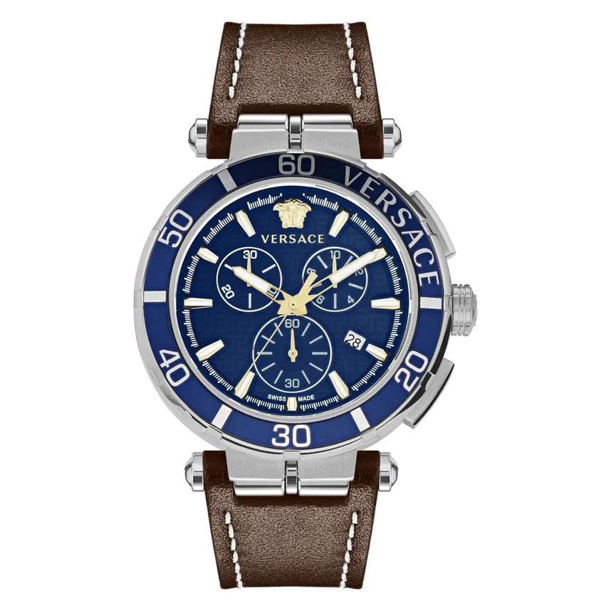 Versace Men's Watch 45mm Greca Chronograph Blue