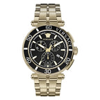 Versace Men's Watch 45mm Greca Chronograph Black Gold