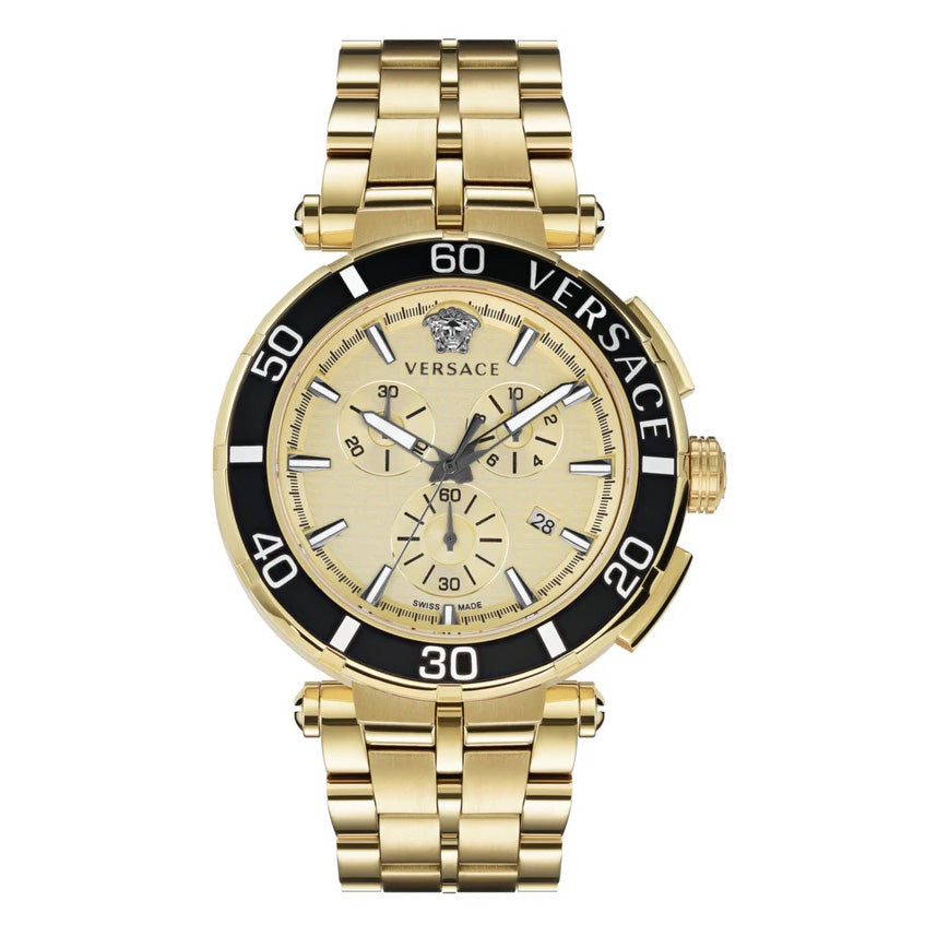 Versace Men's Watch 45mm Greca Chronograph Gold