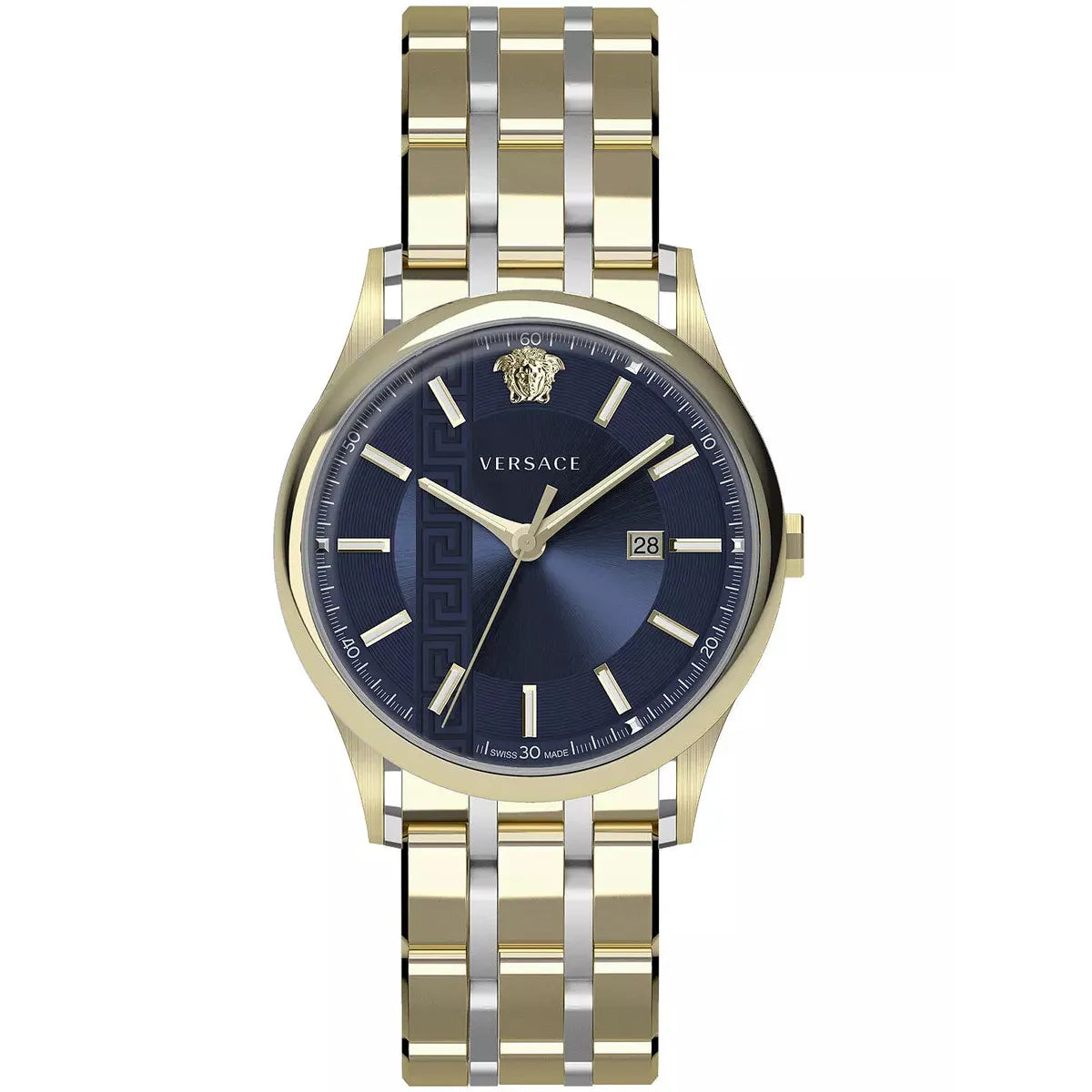 Versace Men's Watch Aiakos 44mm Blue Gold Bracelet