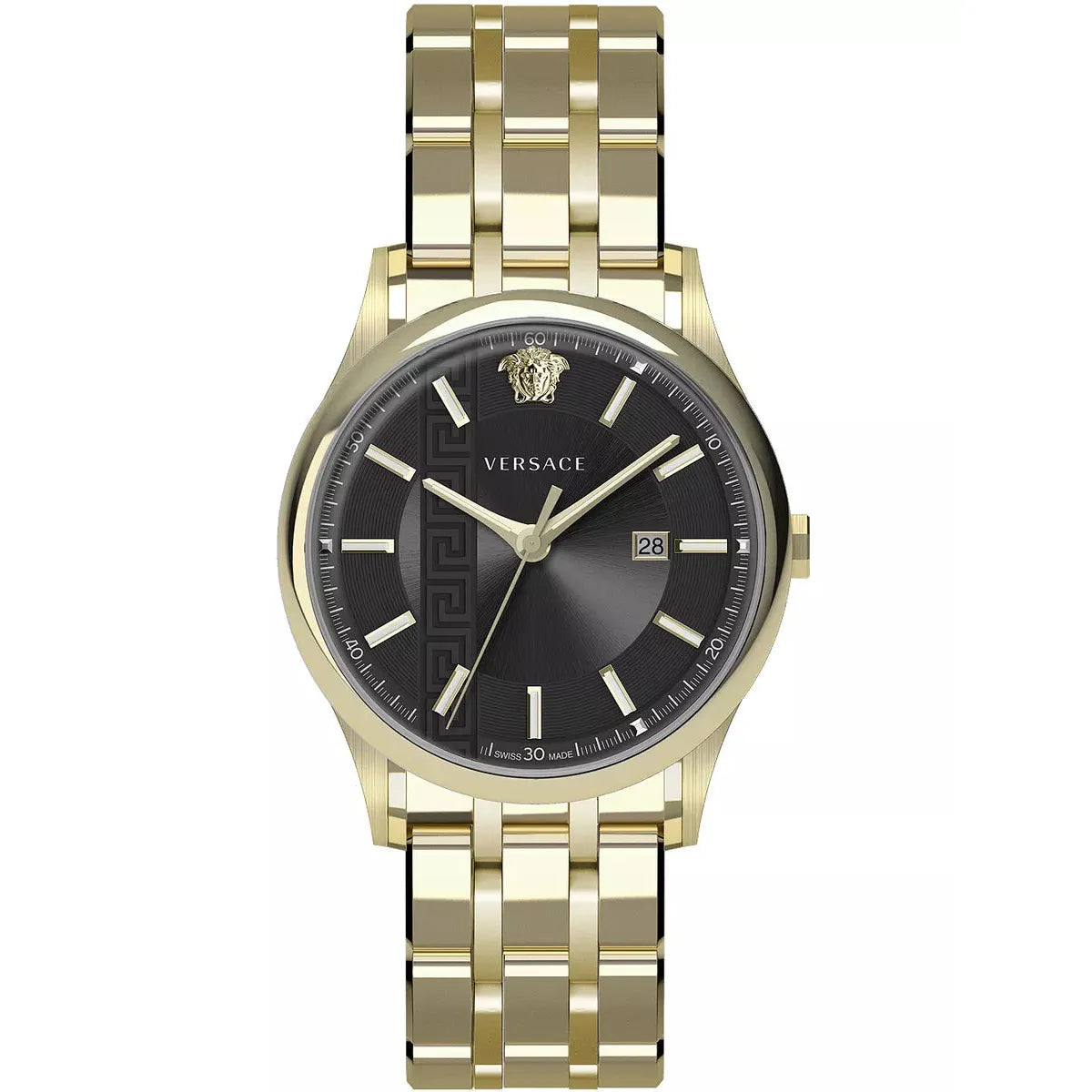 Versace Men's Watch Aiakos 44mm Black Gold Bracelet