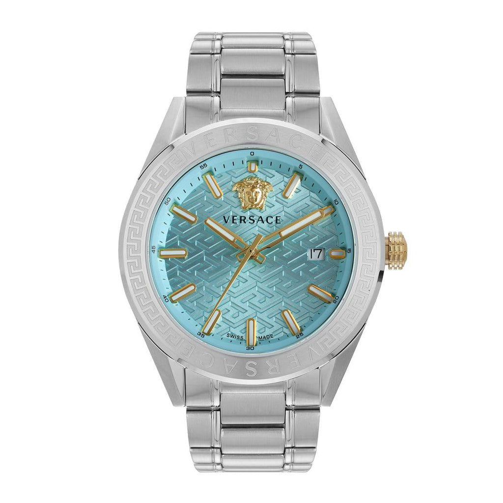 Versace V-Code Men's Watch 42mm Blue Dial Stainless Steel