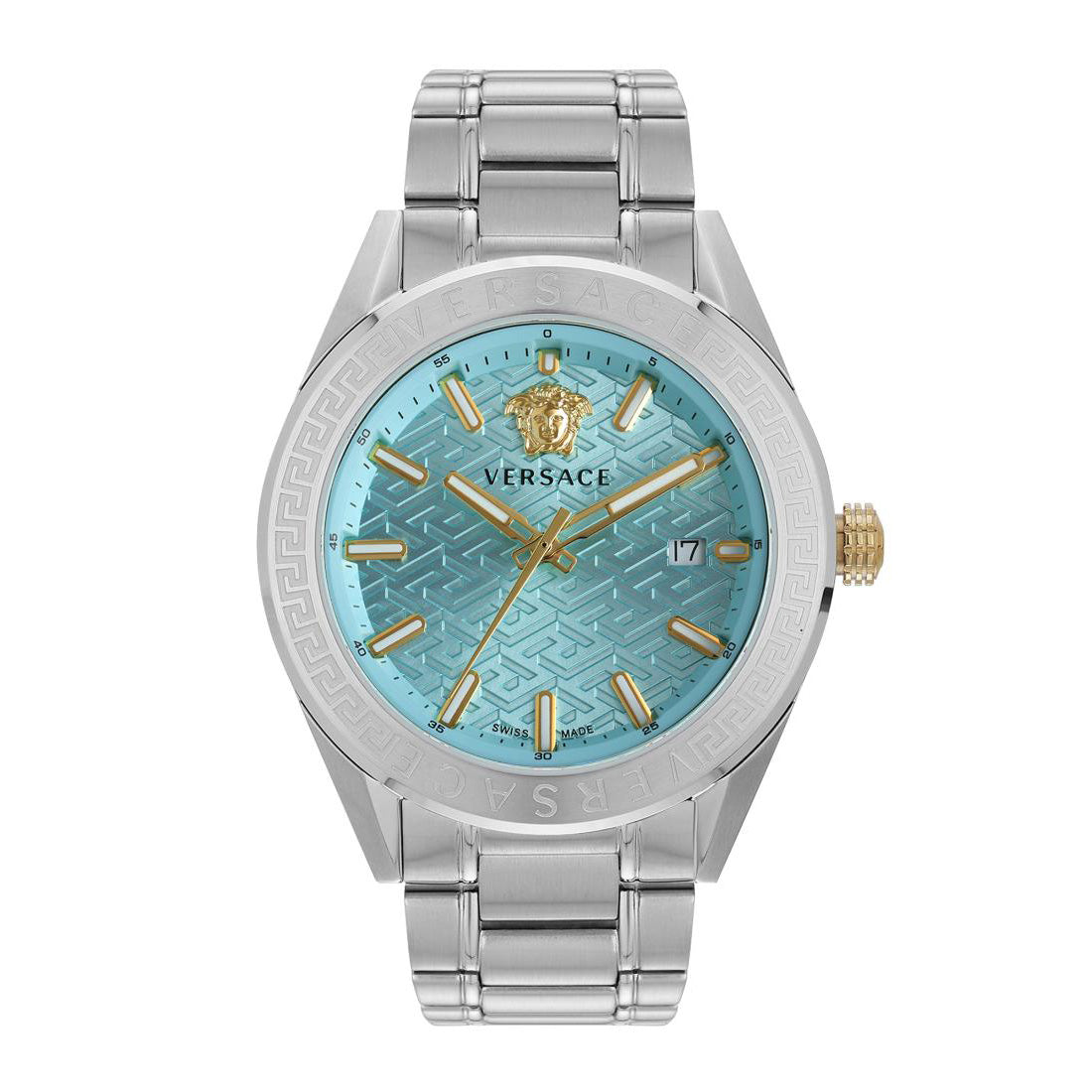 Versace V-Code Men's Watch 42mm Blue Dial Stainless Steel